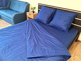 Комплект постільної білизни Страйп Сатин №сс08 Євро 220х240 на кнопках