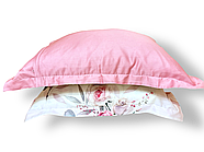 Постільна білизна Королева Ночі (Сатин Premium) | Полуторний комплект | 50х70 | Квіти на білому та рожевому, фото 4