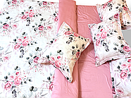 Постільна білизна Королева Ночі (Сатин Premium) | Полуторний комплект | 50х70 | Квіти на білому та рожевому, фото 3