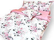 Постільна білизна Королева Ночі (Сатин Premium) | Полуторний комплект | 50х70 | Квіти на білому та рожевому, фото 2