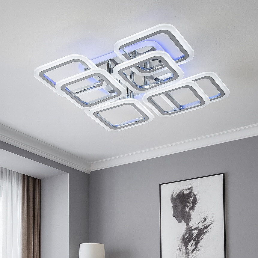 Led люстра на 25 м² квадратної форми з пультом керування (1143/4+4 HR), фото 1