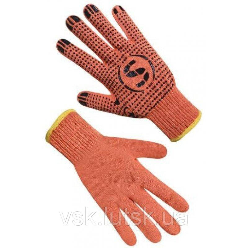 Рукавички трикотажні помаранчеві з ПВХ крапкою 78212х/1 (69939) Seven, фото 1