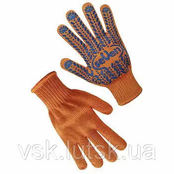 Рукавички трикотажні помаранчеві з ПВХ крапкою 69884 "б" Seven, фото 1