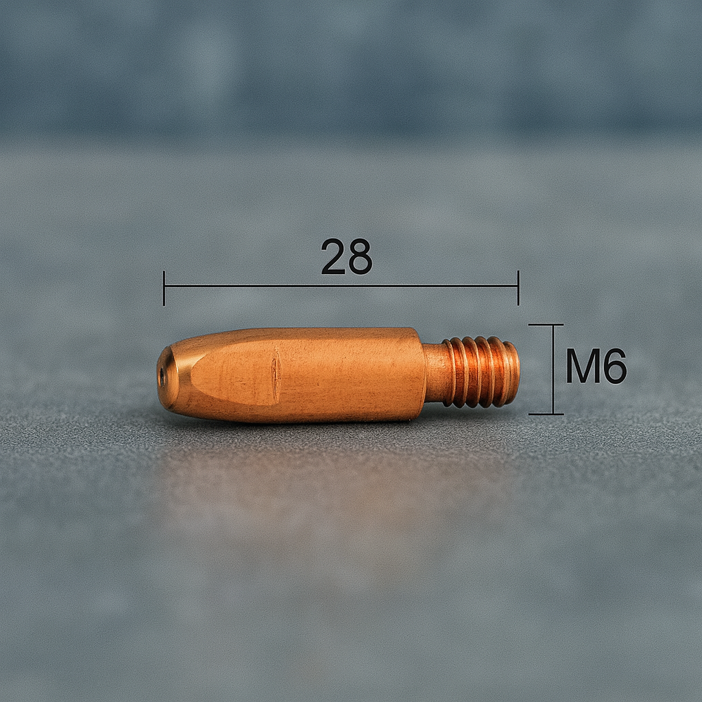 Наконечник токознімний М6×28 мідний, для зварювального дроту 0,8 мм MIG/MAG, фото 1