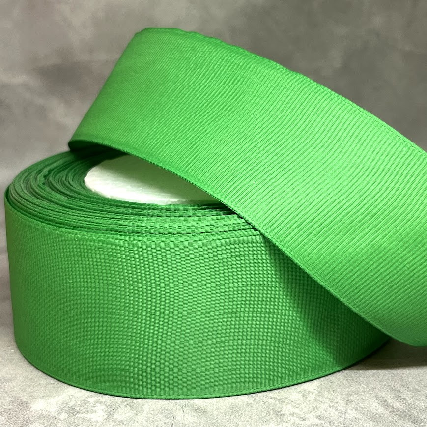 Репсова стрічка 4 см, колір зелений, арт 01462, 1 метр , Зелений, фото 1