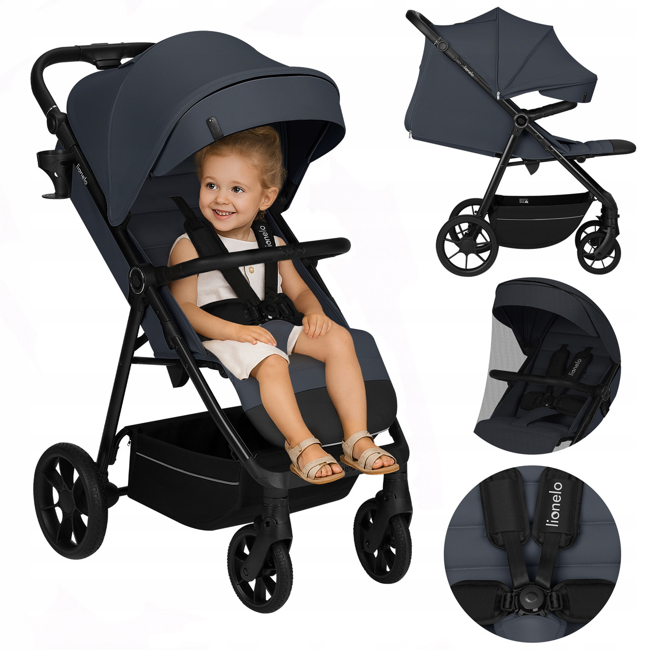 Прогулянкова коляска Lionelo IVA GREY GRAPHITE, фото 1