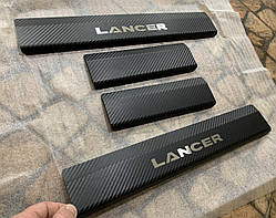 Захист порогів - накладки на пороги Mitsubishi LANCER X з 2007 р. (carbon)