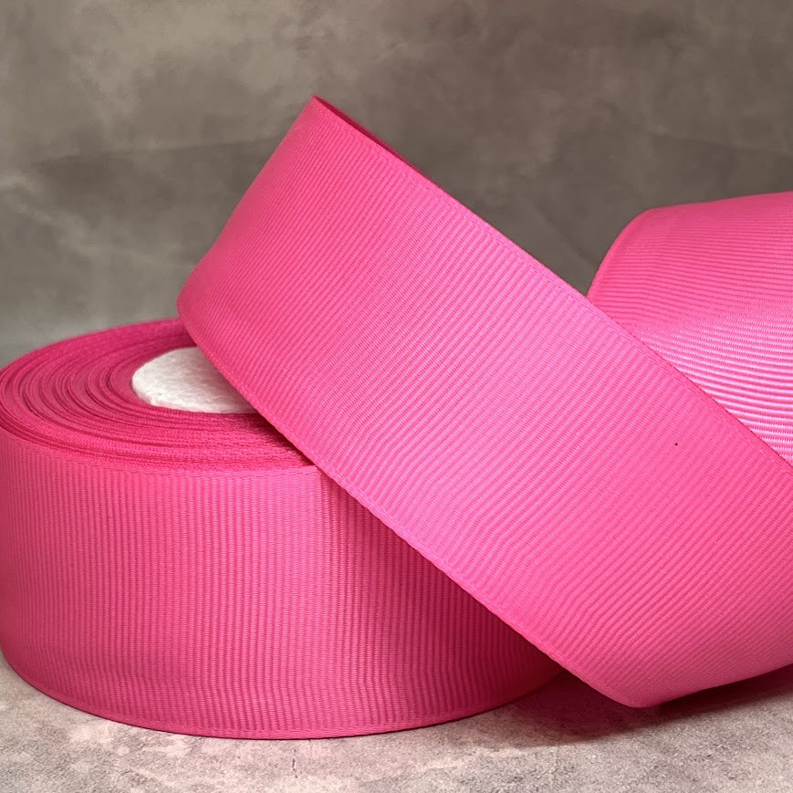 Репсова стрічка 4 см, колір рожевий (барбі), арт 018896, 1 метр, Рожевий, фото 1