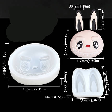 Форма морда Лабубу 13,5*11 см + вуха, фото 1