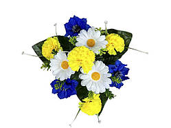 Букет Ромашки, гвоздики, волошки h-47см 10 бут. Шовк серія Україна арт.6173 ТМ КИТАЙ