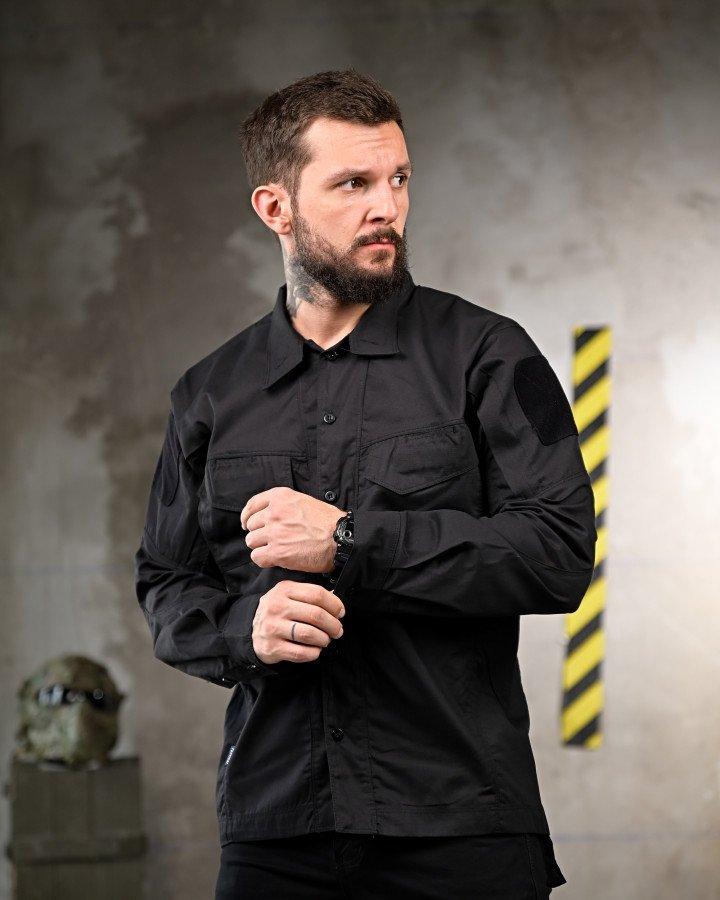 Тактична сорочка Чорна — МАЛОМІРКА (на розмір менше), фото 1