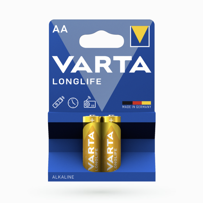 Батарейка Varta Longlife AA BLI 2 Alkaline шк. 4008496594672, фото 1
