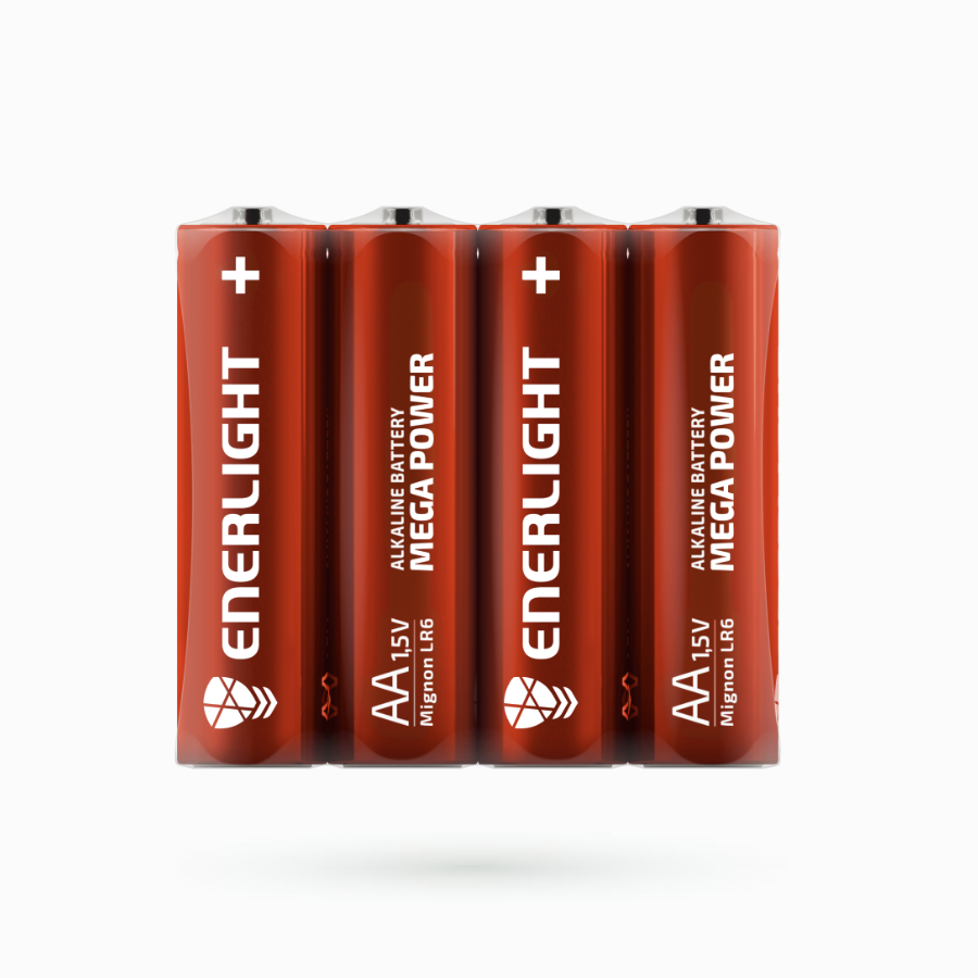 Батарейка ENERLIGHT MEGA POWER (AA ПАЛЬЧИК) АЛКАЛАЙН FOL (картон), фото 1