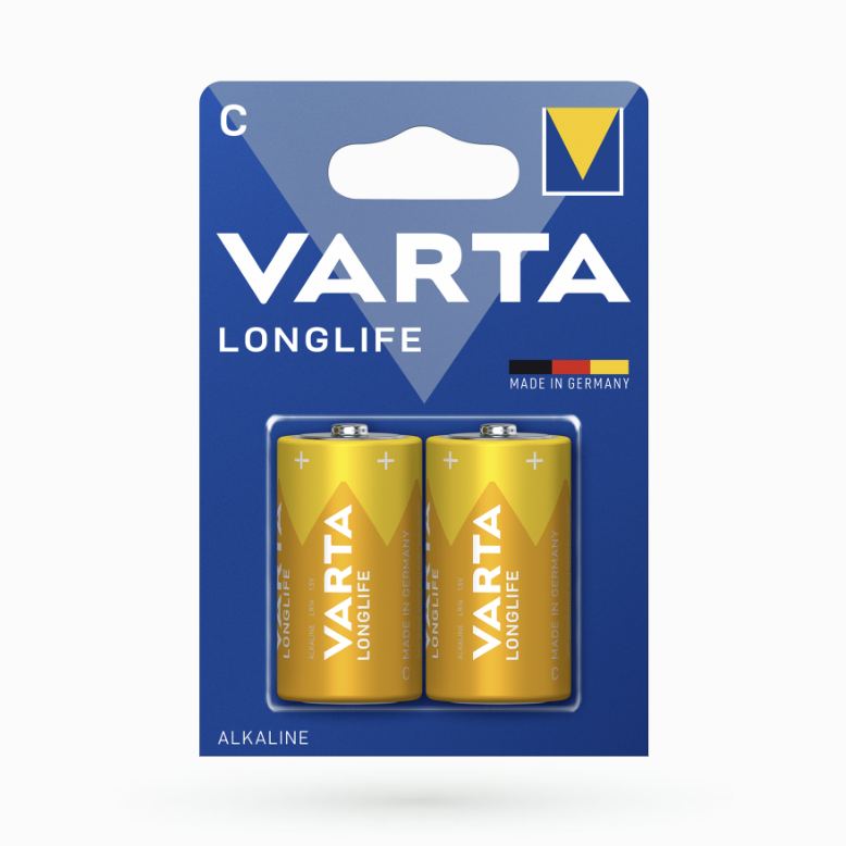 Батарейка VARTA LONGLIFE R-14 (C) мінібочка BLI 2 шт./блістер ALKALINE, фото 1