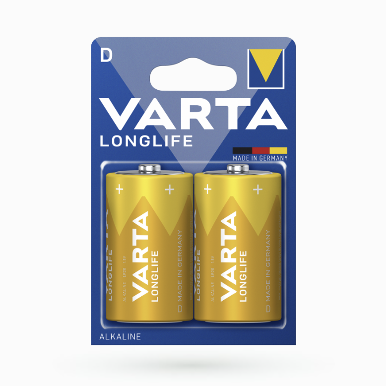 Батарейка VARTA LONGLIFE  D (бочка) BLI 2шт./блістер ALKALINE, фото 1
