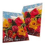 Пакет із прорізною ручкою розмір 25*35 "Букет з любов'ю" Леомі (50 шт), фото 3