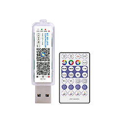 Смарт Bluetooth LED контролер USB 5V з пультом та синхронізацією з музикою для адресної стрічки (гірлянди)