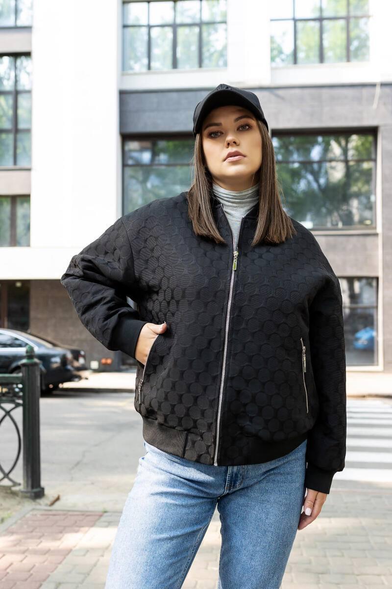 Демісезонна жіноча куртка-бобер великого розміру 48-56 чорний, фото 1