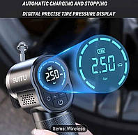 Портативный беспроводной аккумуляторный компрессор Lesko ручной воздушный насос для подкачки шин