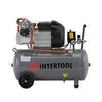 Компресор 50 л, 3 кВт, 220 В, 8 атм, 420 л/хв, 2 циліндра. INTERTOOL PT-0007