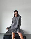Жіночий в'язаний костюм зі спідницею пліссе і светром оверсайз з горловиною, фото 5