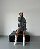 Жіночий в'язаний костюм зі спідницею пліссе і светром оверсайз з горловиною, фото 6