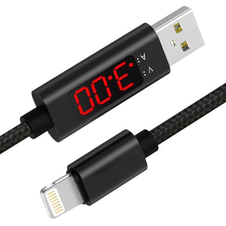 Кабель USB-Iphone з тестером струму і напруги (червоний індикатор)