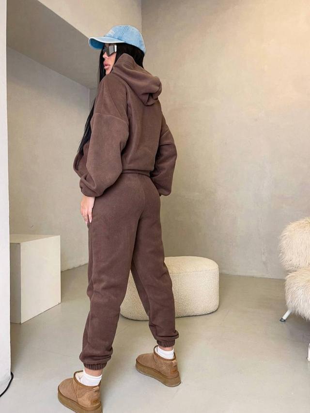 костюм флис худи джогеры шоколадный