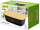 Хлібниця з бамбуковою кришкою Maestro MR-1770 прямокутна Чорна, фото 4