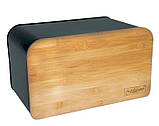 Хлібниця з бамбуковою кришкою Maestro MR-1770 прямокутна Чорна, фото 5