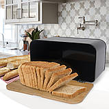Хлібниця з бамбуковою кришкою Maestro MR-1770 прямокутна Чорна, фото 10