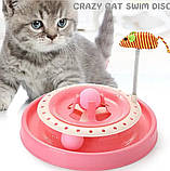 Іграшка-трек Cat Scratch Pen і мишка на пружині для котів 2в1 Рожевий, фото 3