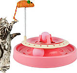 Іграшка-трек Cat Scratch Pen і мишка на пружині для котів 2в1 Рожевий, фото 4