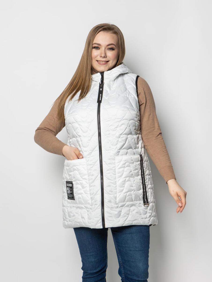 Жилет жіночий демісезонний великого розміру 48-62 білий, фото 1