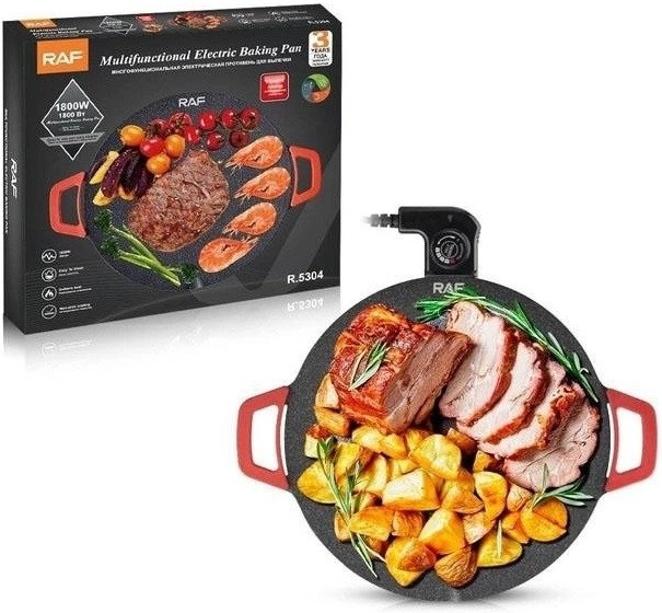 Електро сковорода-гриль RAF R.5304 1800W діаметр 36 см з антипригарним покриттям, фото 1