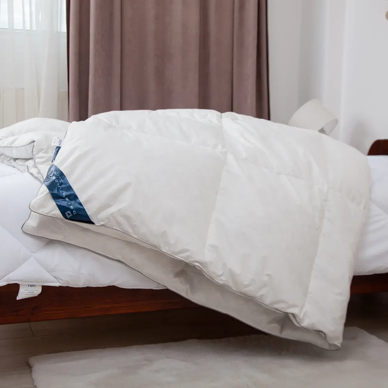 Ковдра демісезонна касетна пухова преміум якості COTE BLANC Євро розмір 200х210 см, фото 1