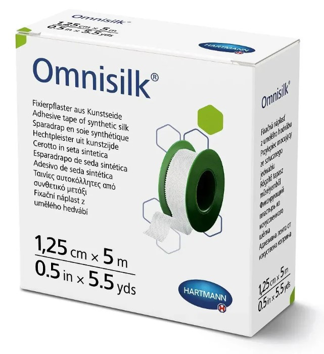 Пластир фіксуючий із штучного шовку Hartmann Omnisilk 1,25 см х 5 м, фото 1