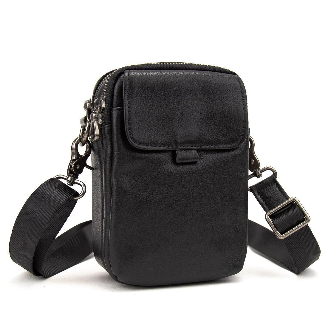 Чоловіча міні-сумка шкіряна Tiding Bag 8899A чорна