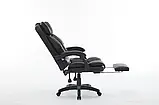 Офісне крісло з екошкіри до 130кг із підставкою для ніг OPTUS Чорне, фото 4