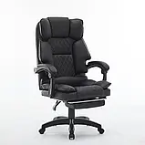 Офісне крісло з екошкіри до 130кг із підставкою для ніг OPTUS Чорне, фото 2