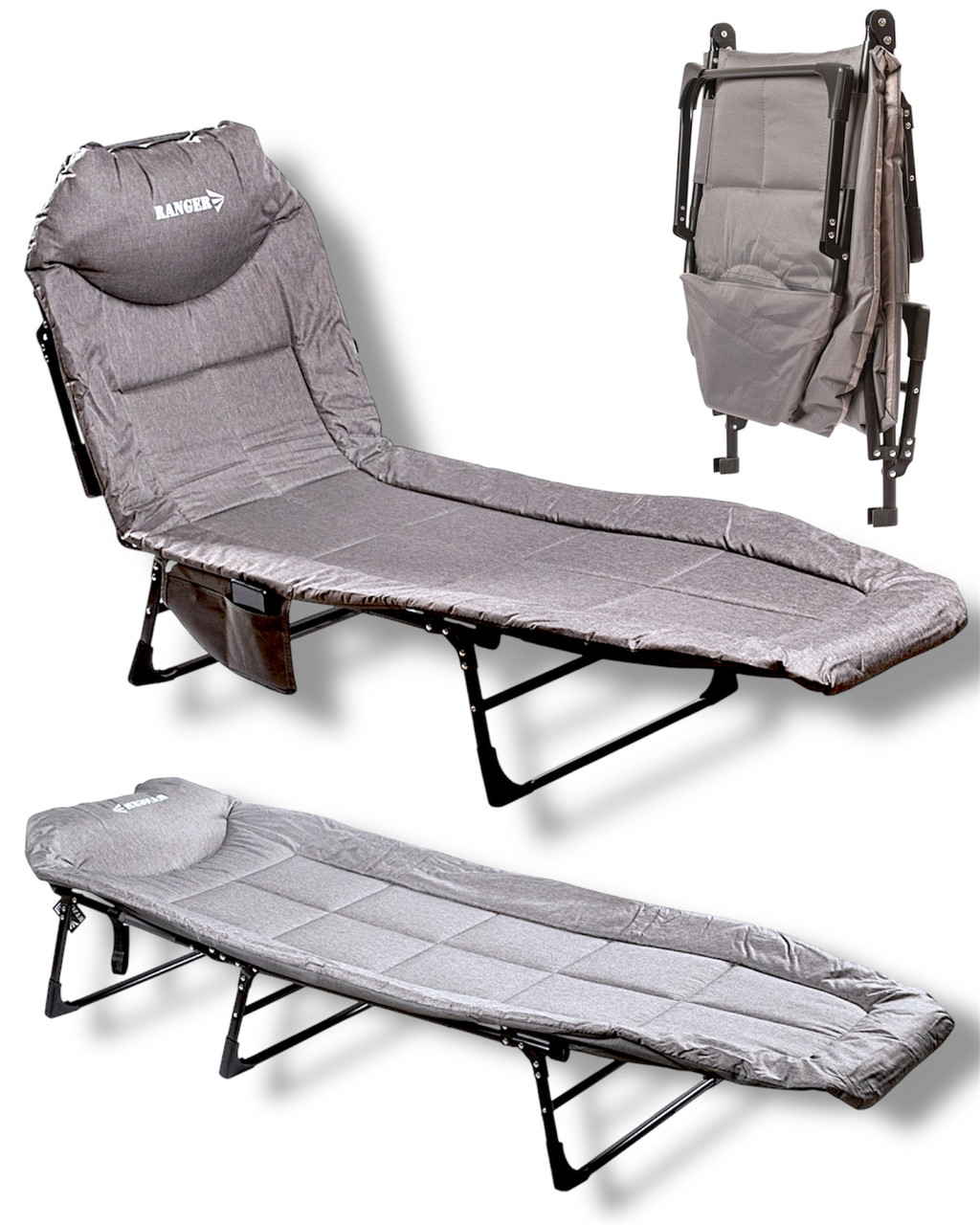 Ліжко розкладне туристичне Ranger Comfort 200х65 см до 150 кг, розкладачка в укриття, фото 1