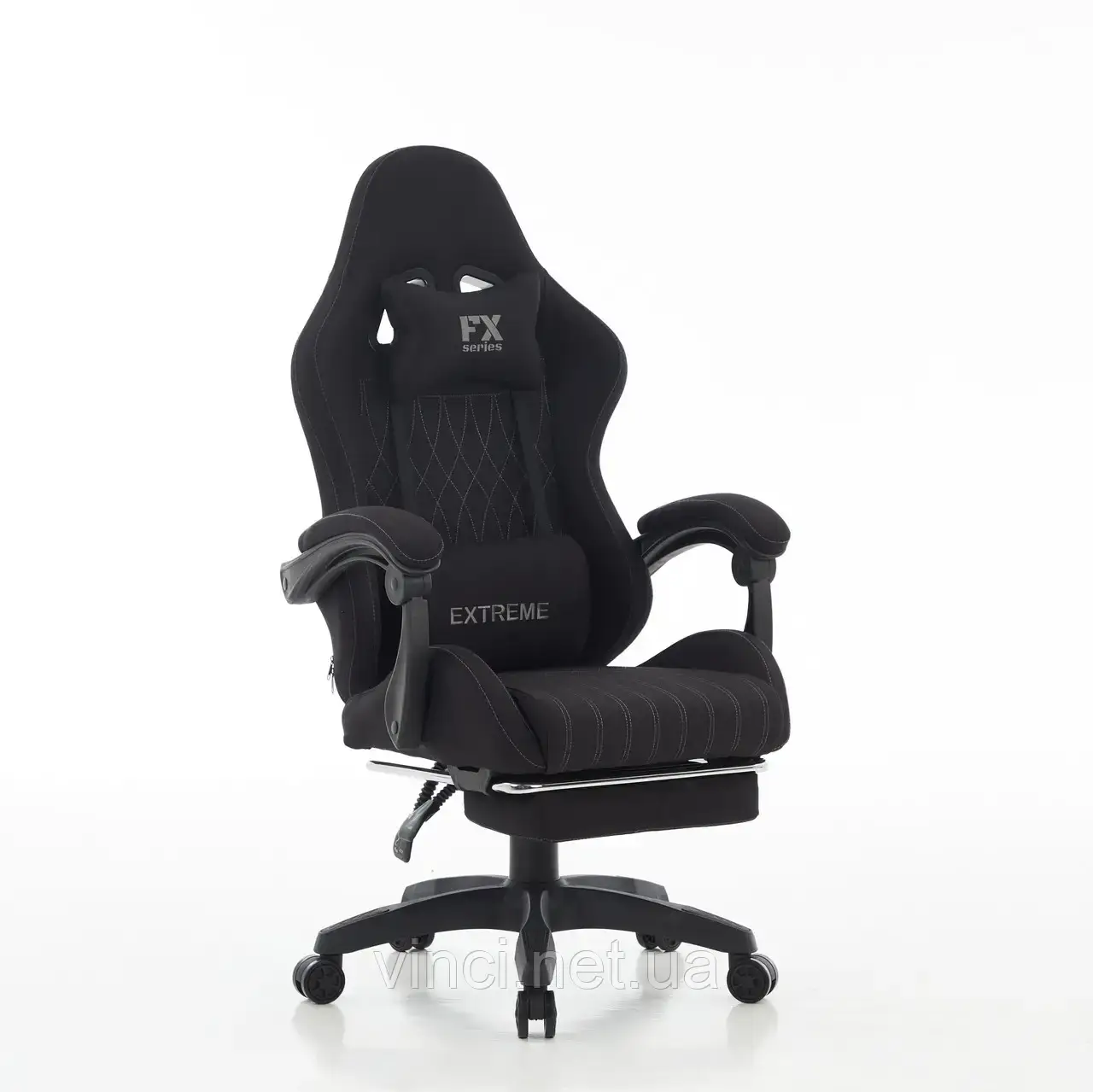 Комп'ютерне крісло з тканини з підставкою для ніг + 2 подушки EXTREME FX, фото 1