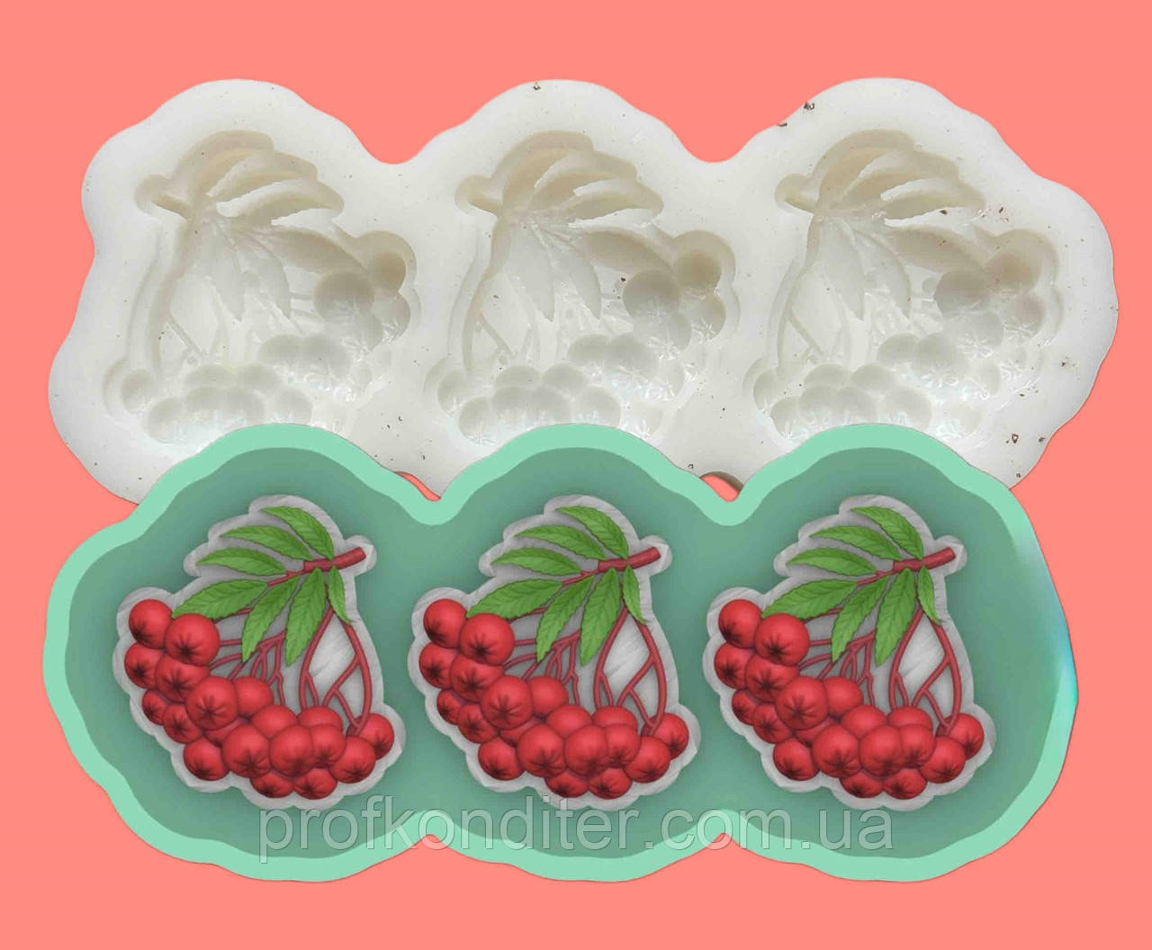 Силіконовий молд для ГІПСУ, МИЛА та ін "Горобина", фото 1