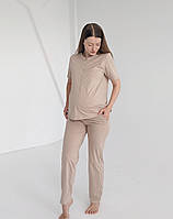 Піжама для вагітних і годуючих мам зі штанами (пісочний), фото 2
