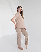Піжама для вагітних і годуючих мам зі штанами (пісочний), фото 3