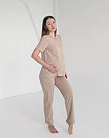 Піжама для вагітних і годуючих мам зі штанами (пісочний), фото 5