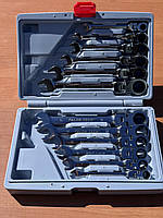 Набір рожково-накидних ключів з тріскачкою (12 шт.) 8-19 Falon-Tech FT510