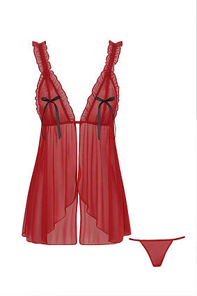 Нічна сорочка Слеш Yiyue стринги в комплекті червоний
