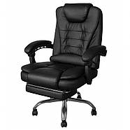 Офісне крісло Prime VIP Premium з масажною подушкою, з підніжкою Чорне комп'ютерне крісло, фото 7