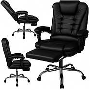 Офісне крісло Prime VIP Premium з масажною подушкою, з підніжкою Чорне комп'ютерне крісло, фото 8